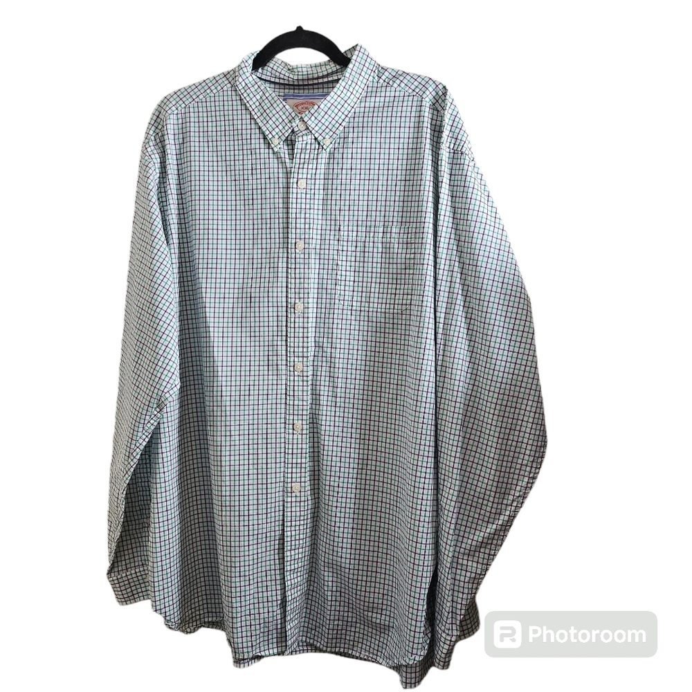 Brooks Brothers Mens Long Sleeve Plaid Cotton Dress Shirt Size XXL Slim Fit